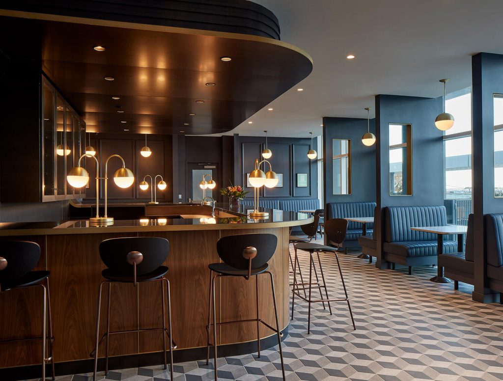 Gibson speakeasy with bar area and bar seating